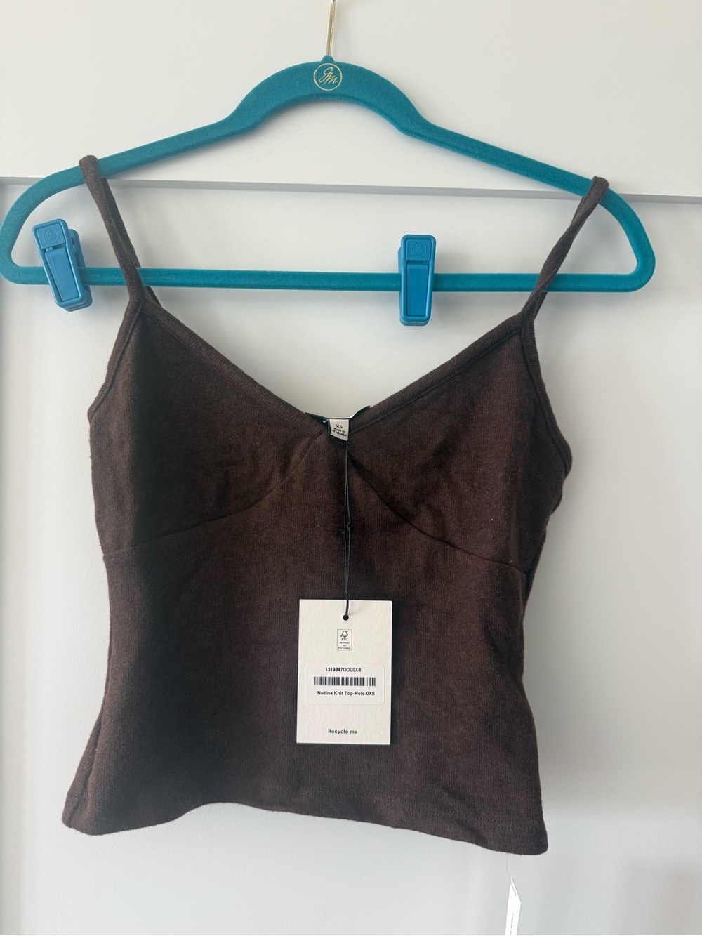 Reformation Brown Ribbed Fold-Front Cami - Picture 2 of 3